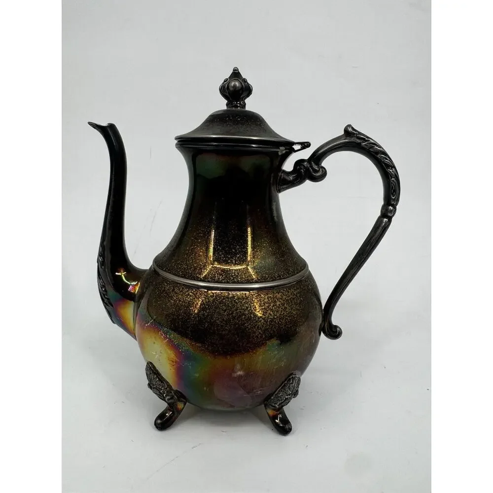 SMP Co Silversmiths Vintage Tea Set Silver on Copper Teapot Creamer Sugar